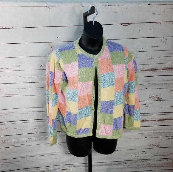 Christopher & Banks Sweaters - Christopher & Banks Button Multi Color Block Large